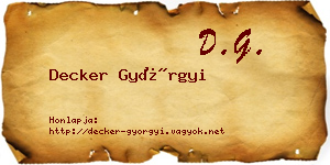 Decker Györgyi névjegykártya